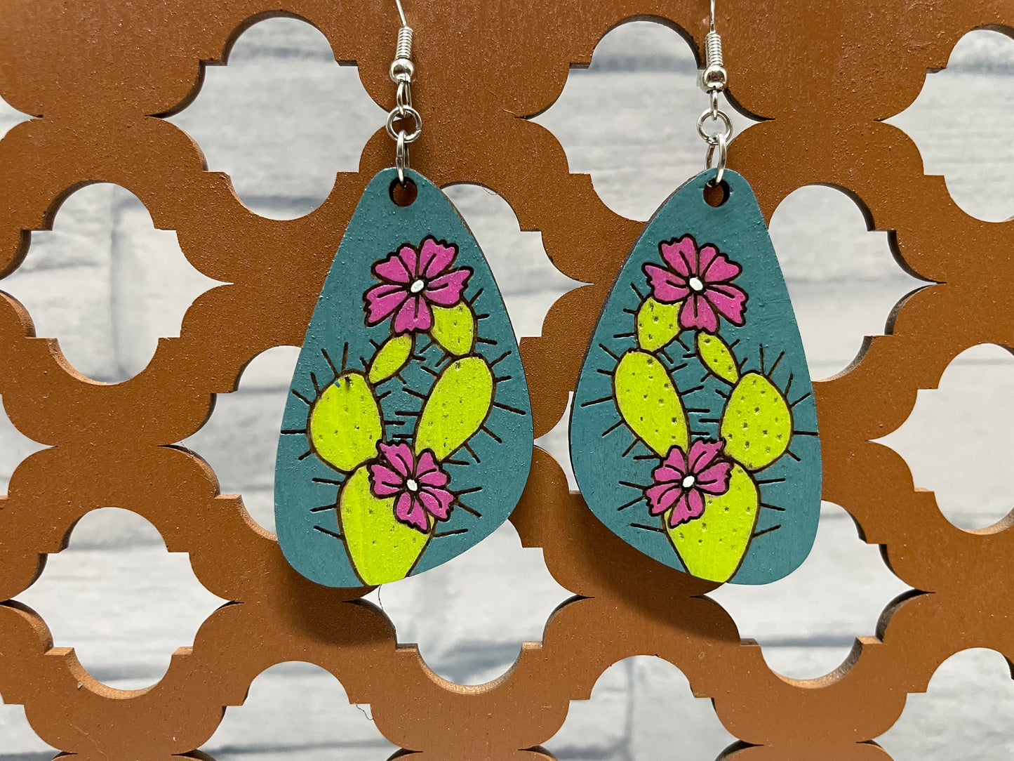 Flowering Prickly Pear Cactus Earring