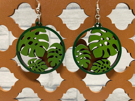 Round Monstera Earrings