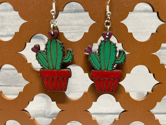 Cute Cactus Earrings Style 01F