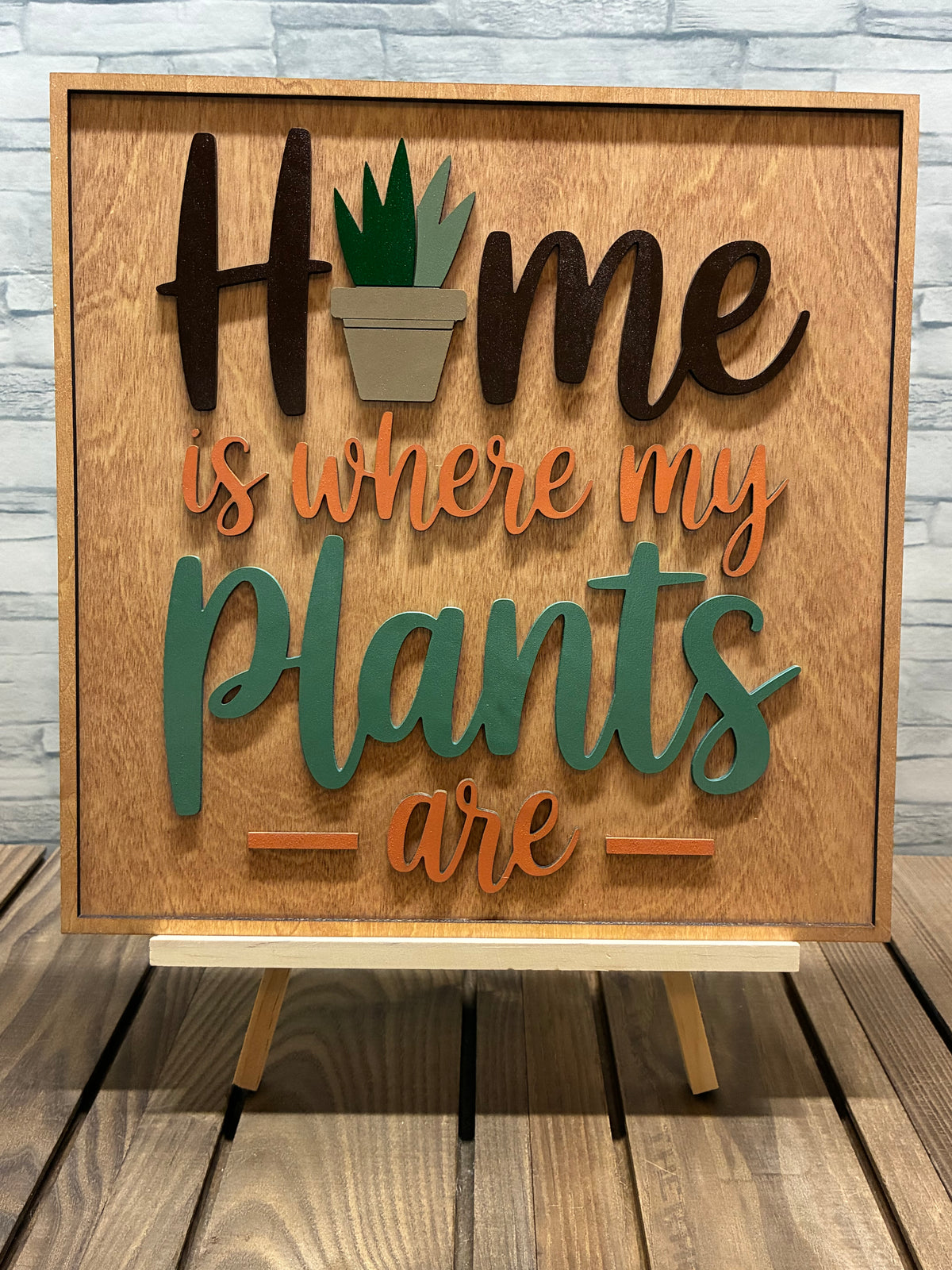 Home is Where My Plants Are - Wood Door Wall Sign Hanger
