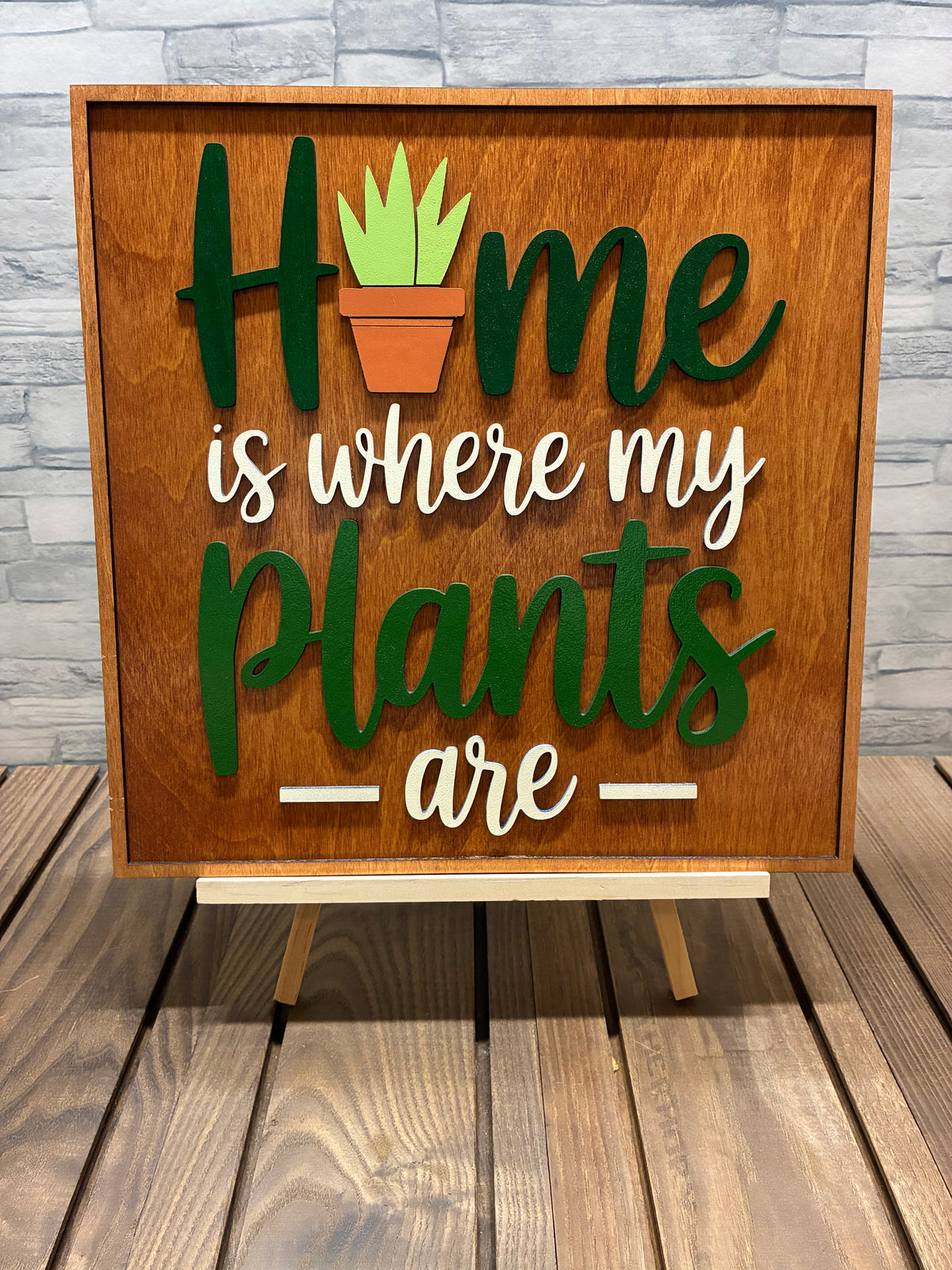 Home is Where My Plants Are - Wood Door Wall Sign Hanger