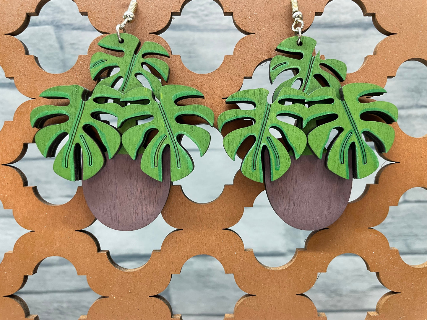 Monstera Potted Earrings