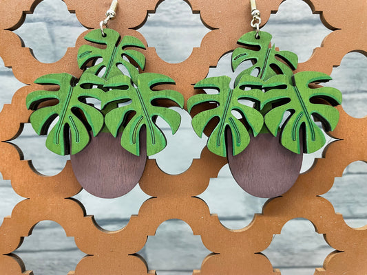 Monstera Potted Earrings