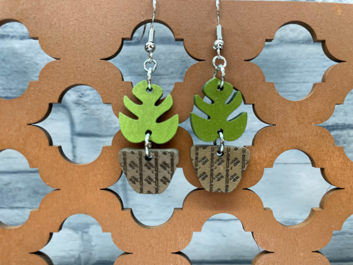 Potted Monstera Plant Earrings