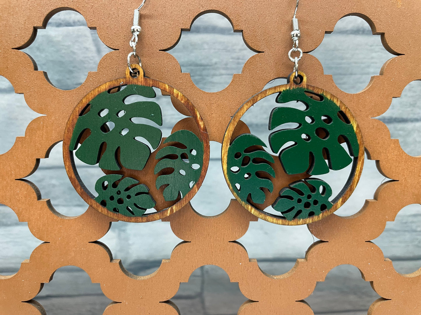 Round Monstera Earrings