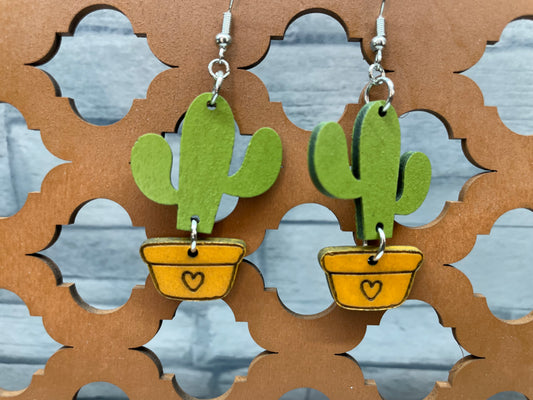 Potted Cactus Dangle Earrings