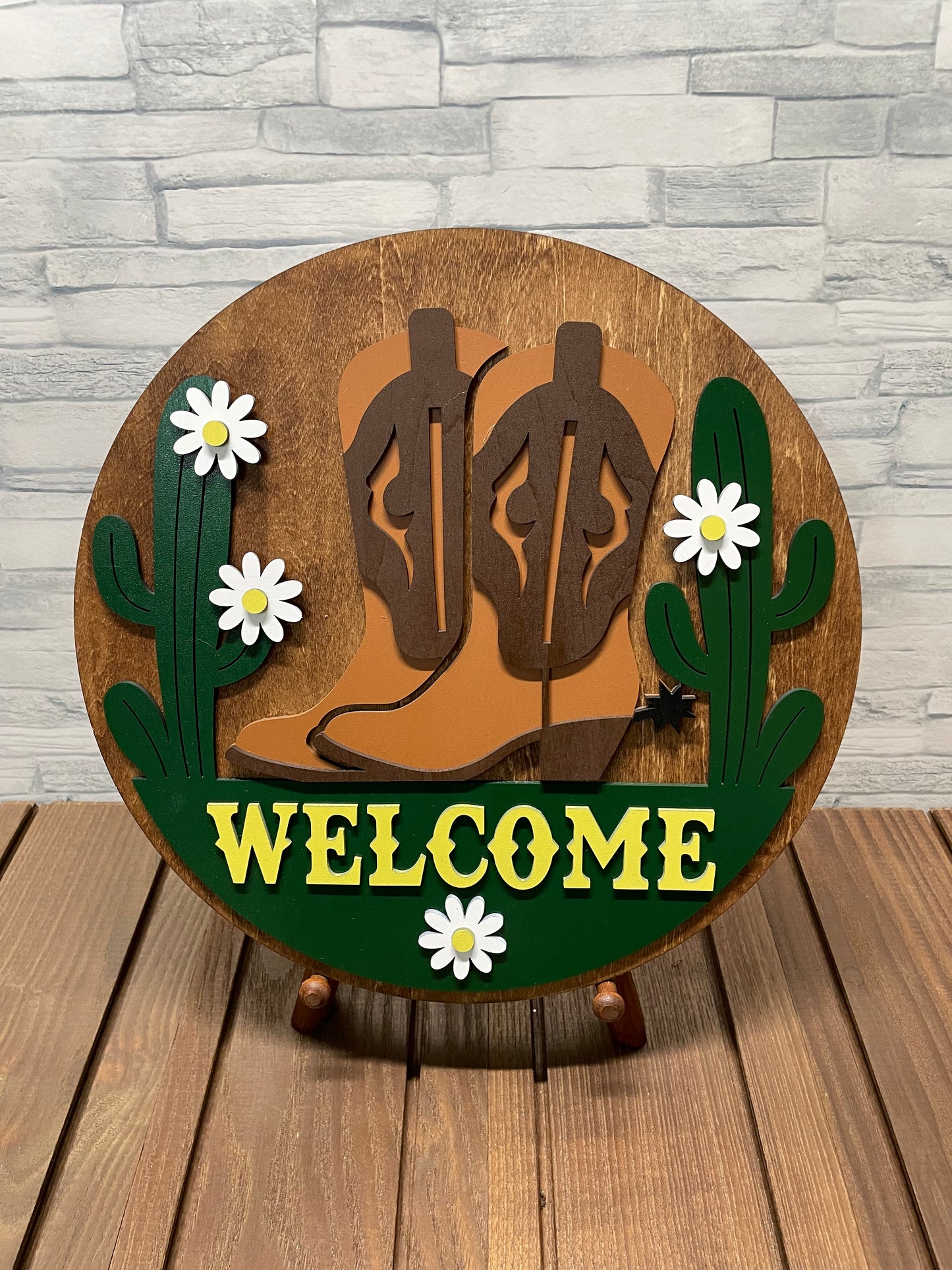 Cactus Boots Welcome - Wall Sign Door Hanger