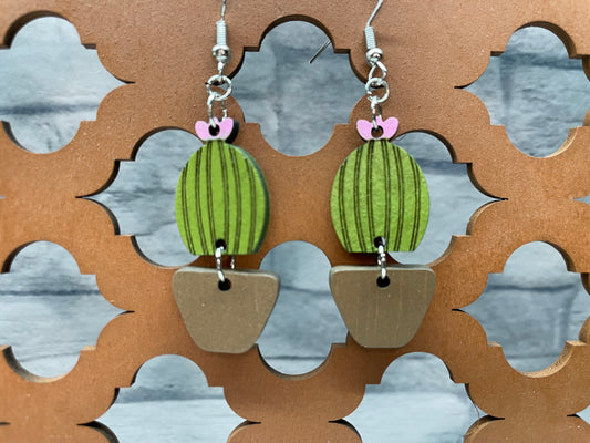 Potted Cactus Plant Earrings