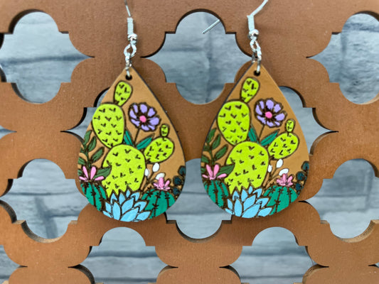 Floral Cactus Earrings