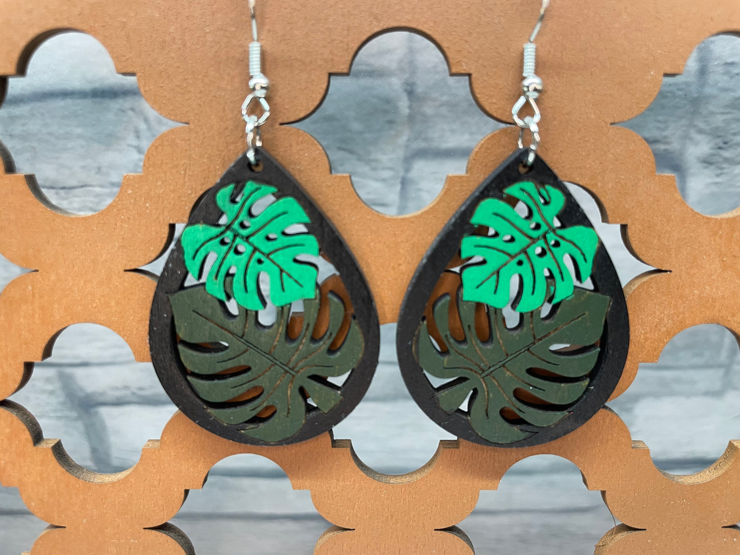 Monstera Teardrop Earrings