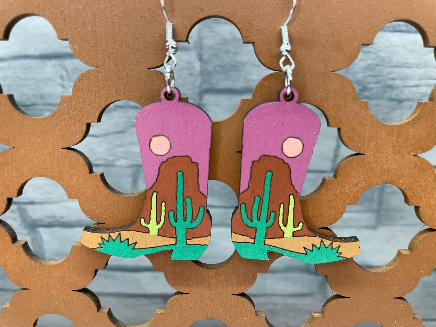 Cowboy Cactus Boot Earrings