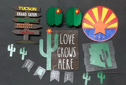 Love Grows Here - Arizona Cactus Tiered Tray Set