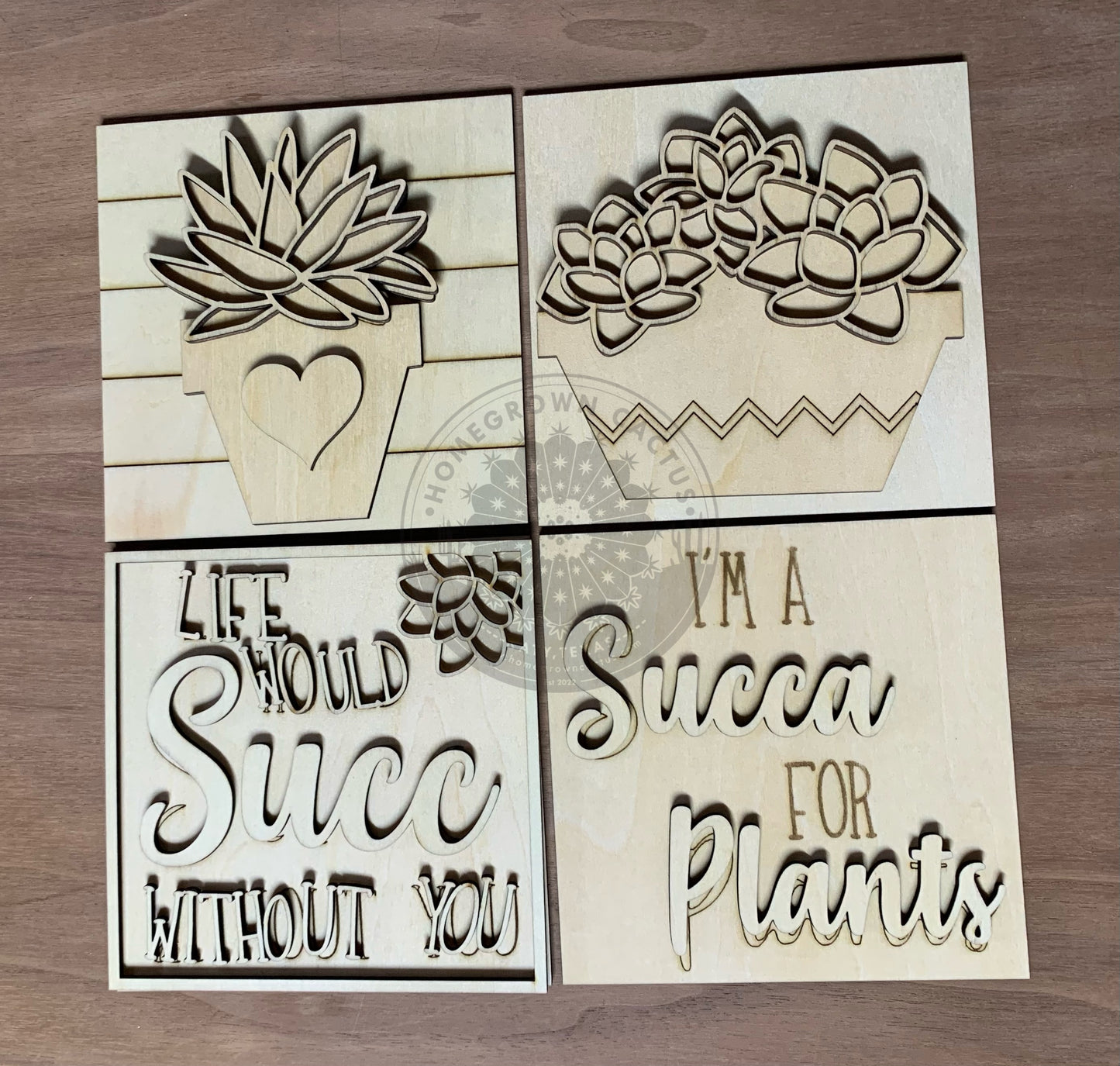 Succulent Leaning Sign Set