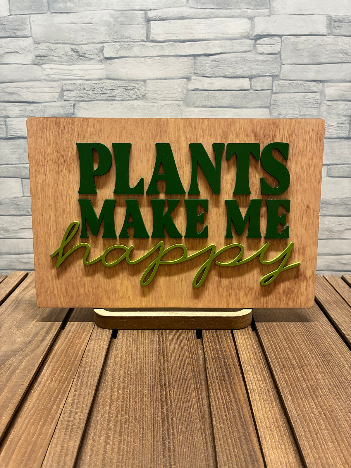 Plants Make Me Happy - Wood Door Wall Sign