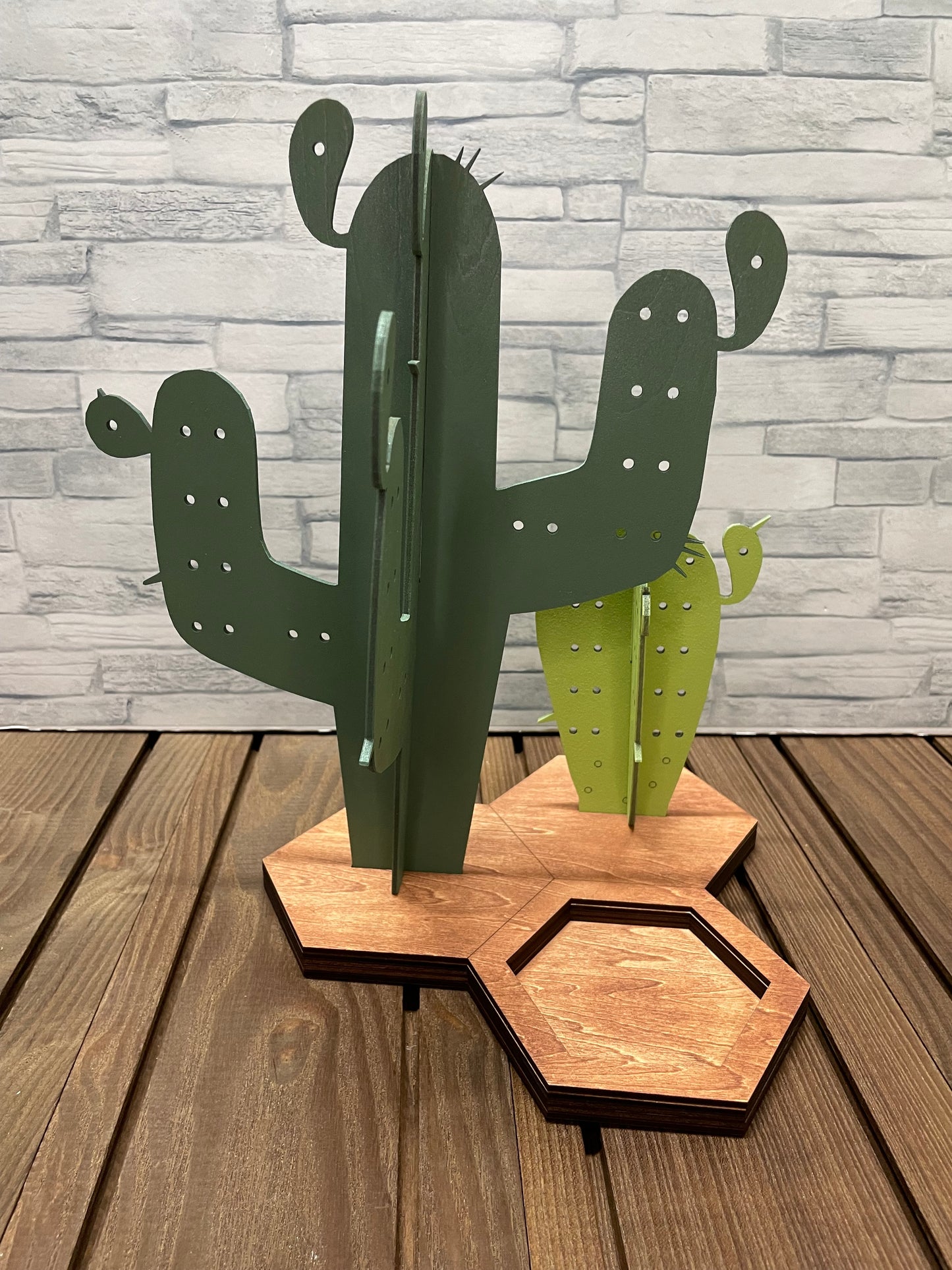 Wooden Cactus Jewelry Organizer