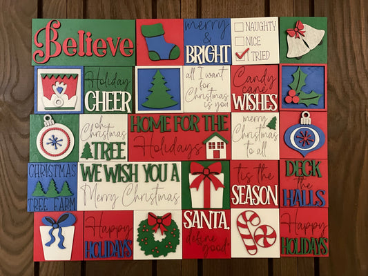Mini Christmas Interchangeable Tiles Leaning Signs