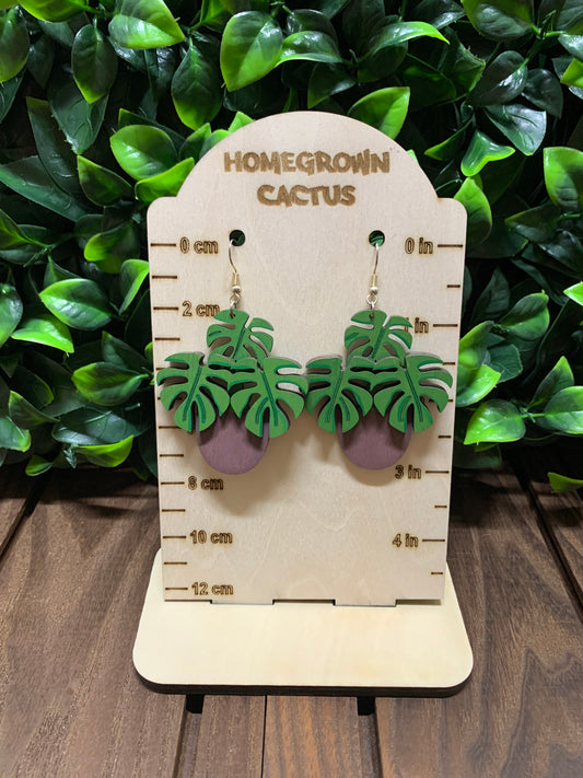 Monstera Potted Earrings
