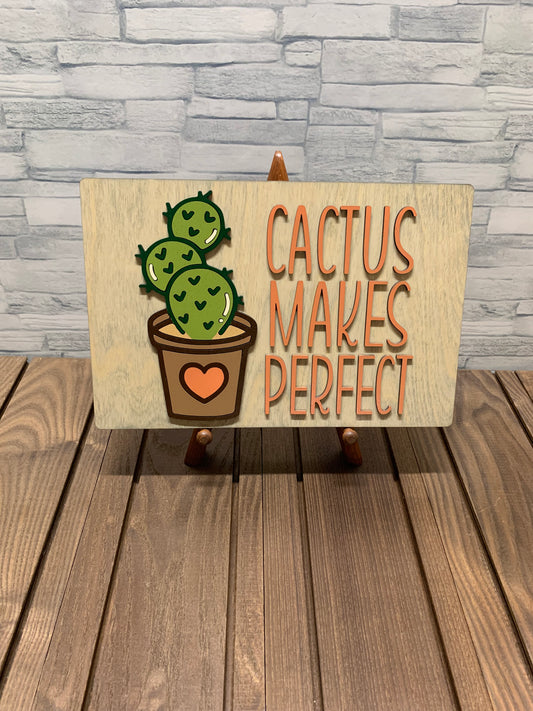 Cactus Makes Perfect - Wood Wall Sign Door Hanger