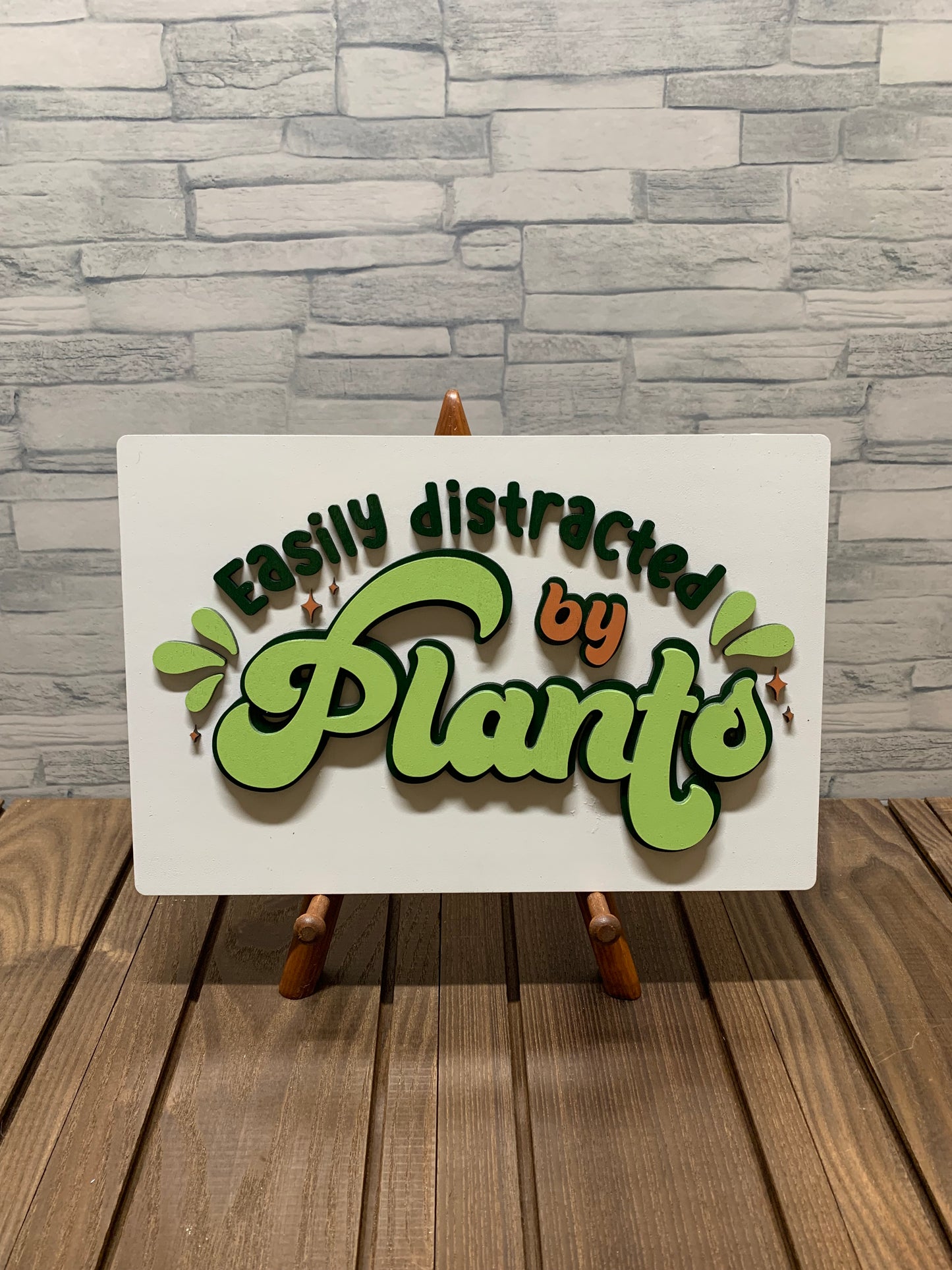 Easily Distracted by Plants - Wood Wall Sign Door Hanger