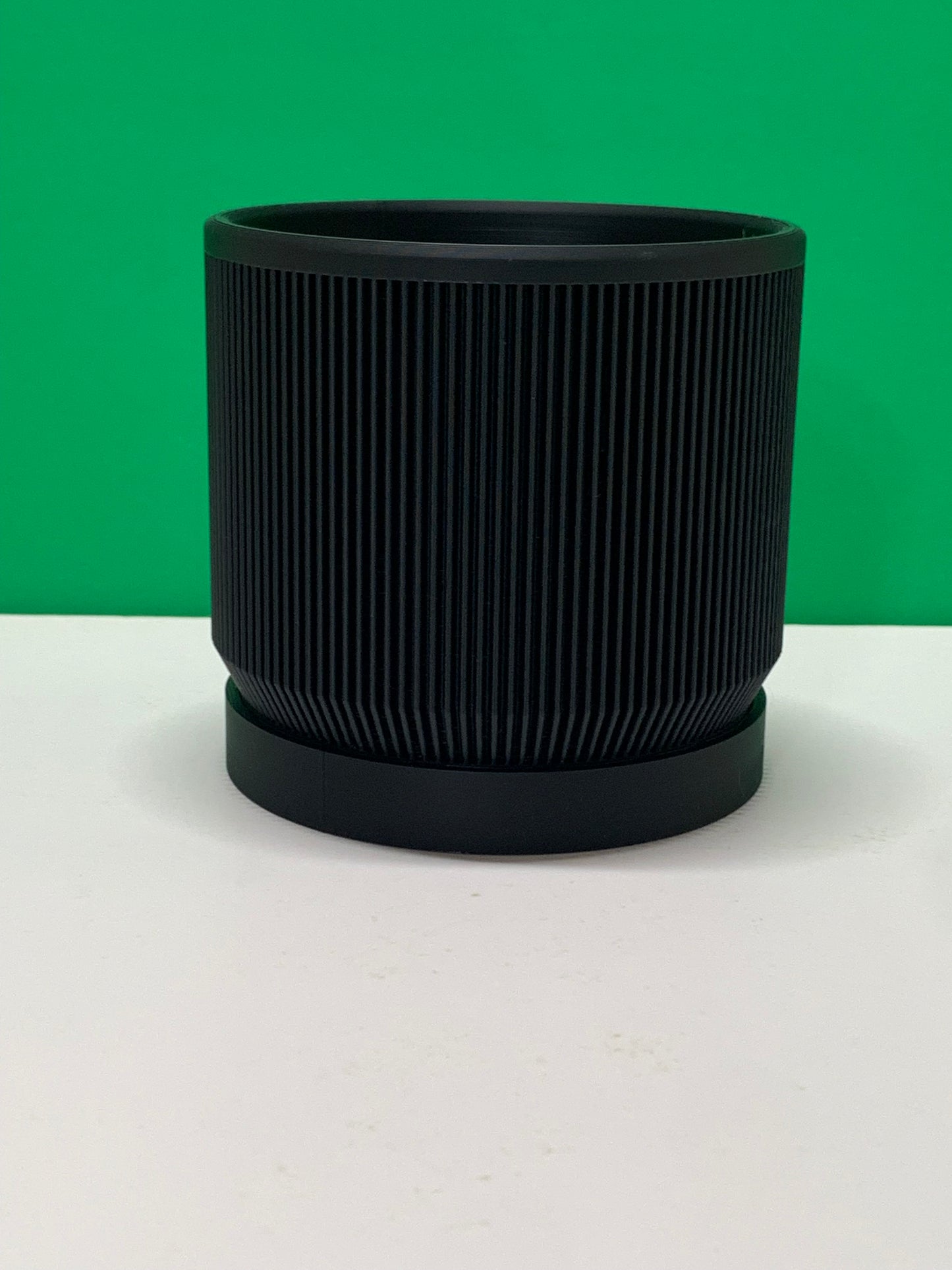 Mid Century Modern Ribbed Planter with Drip Tray