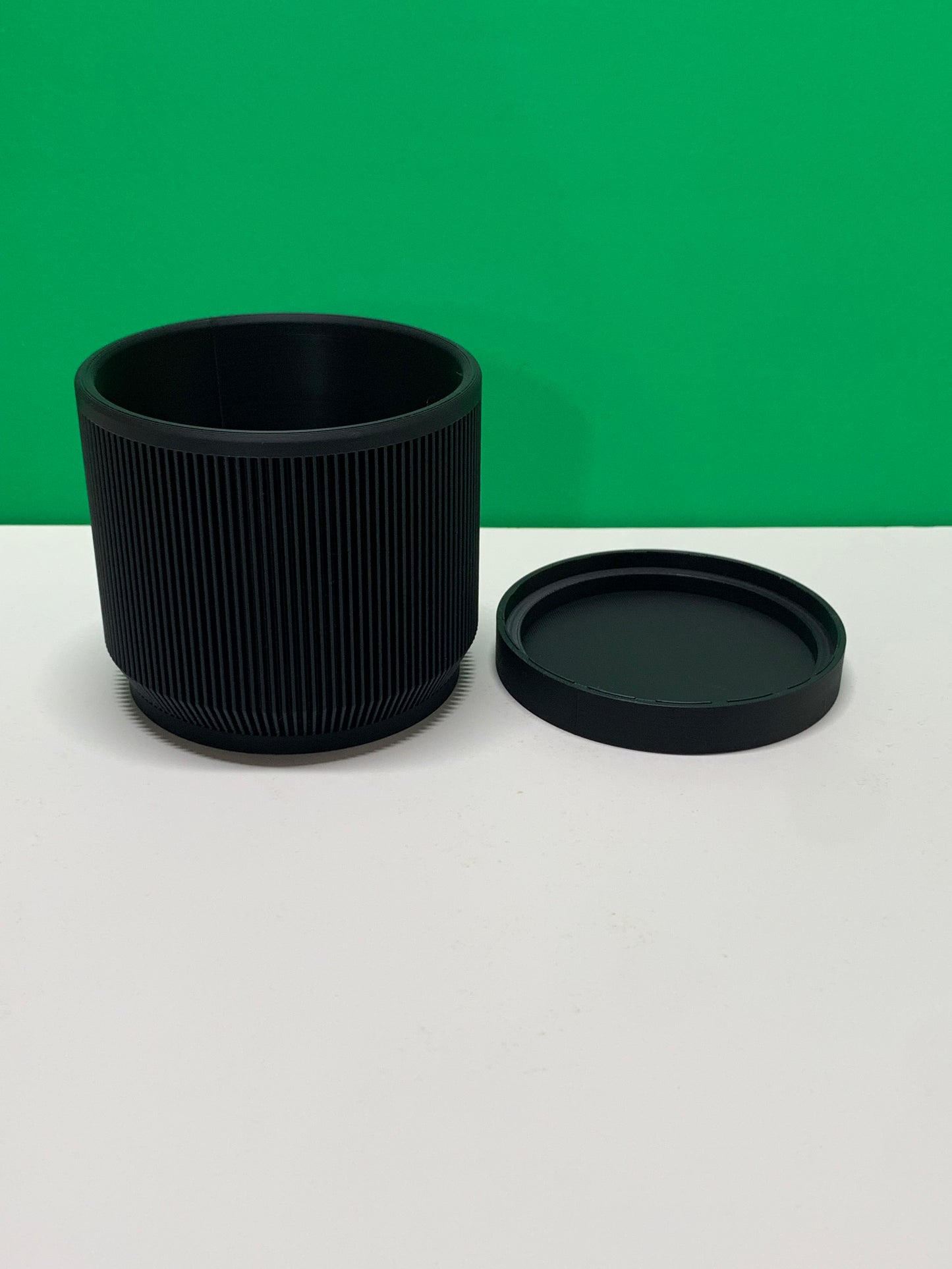 Mid Century Modern Ribbed Planter with Drip Tray