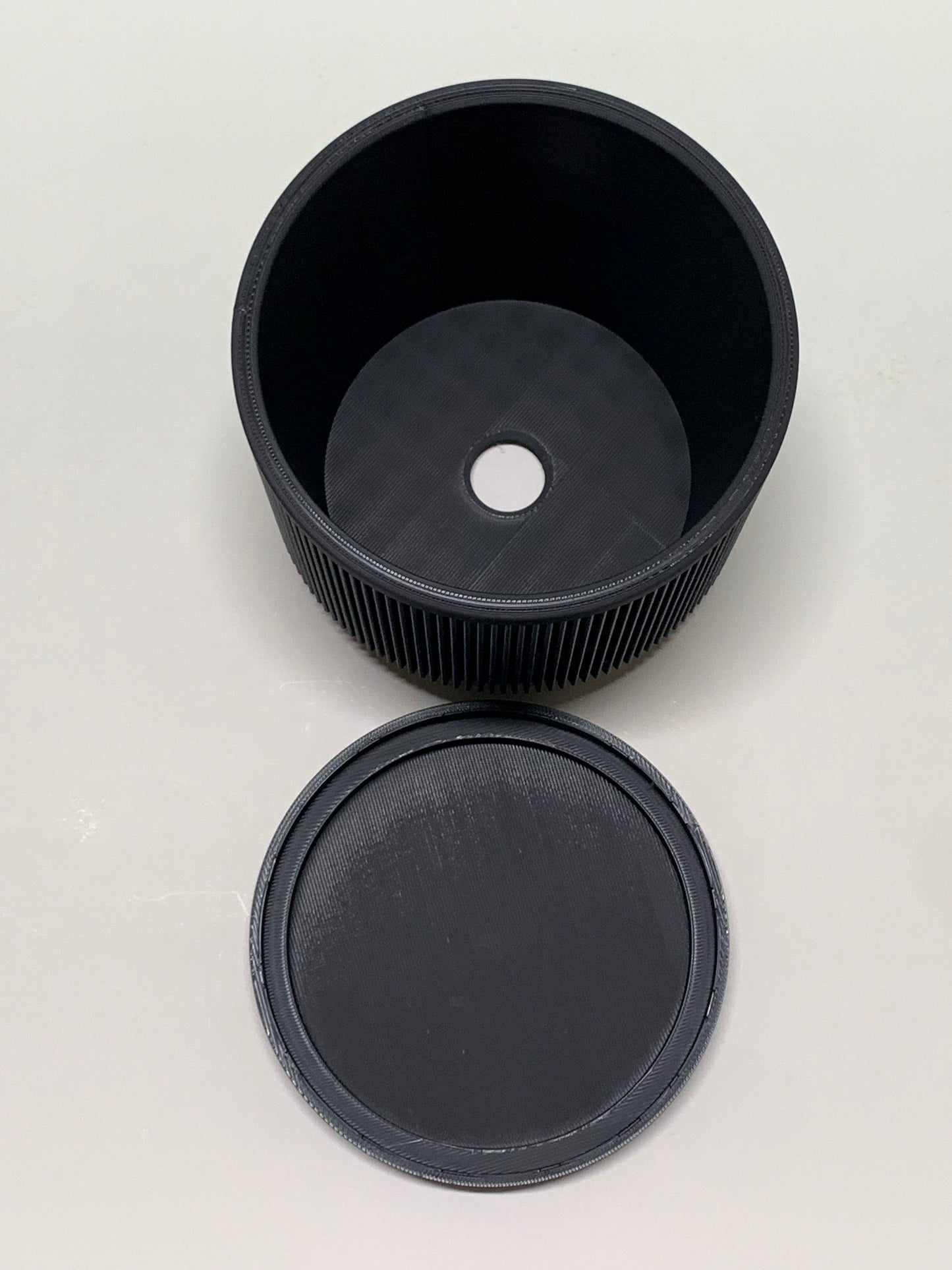 Mid Century Modern Ribbed Planter with Drip Tray