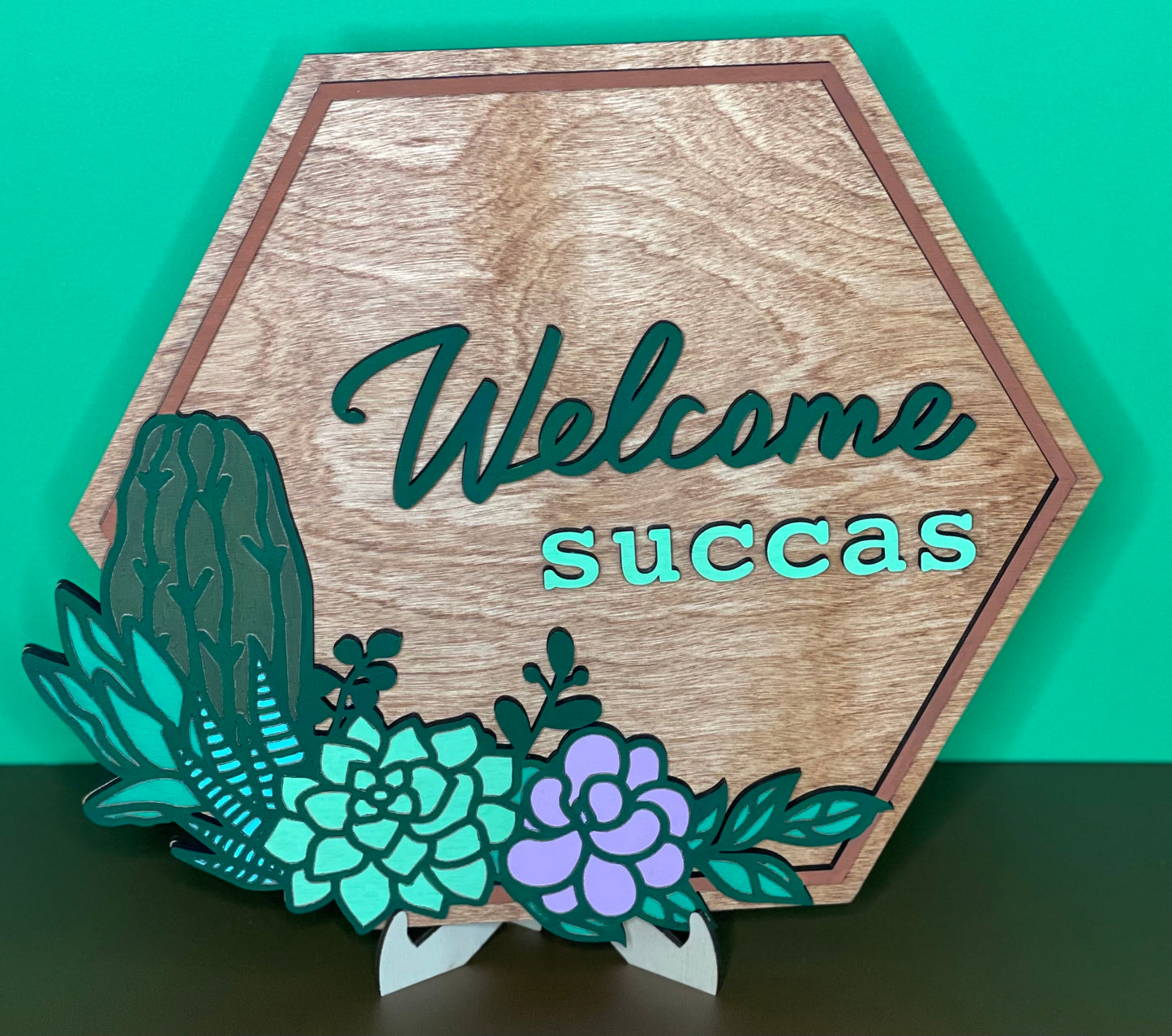 Welcome Succas - Hexagon Door Hanger Wall Sign